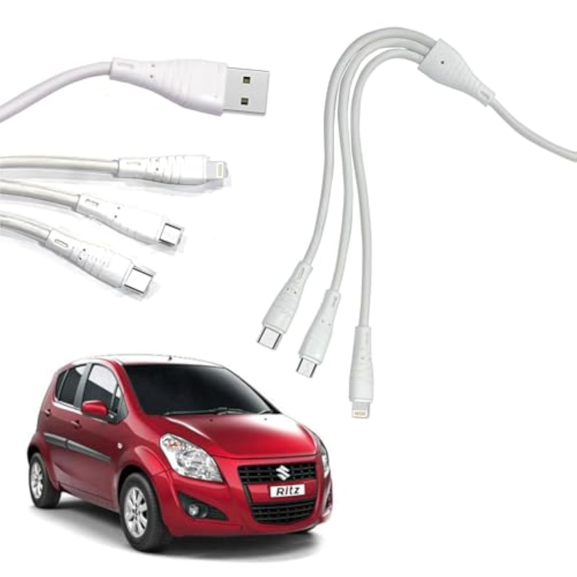 3 in 1 Fast Rapid Charging Cable for Micro USB, iPhone & Type C